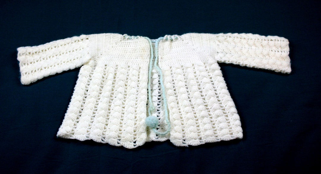 Vintage Handmade Baby Sweater Cardigan Hand Crocheted 3 6 Etsy