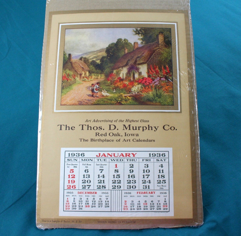 Salesman Sample Calendar 1936 Country Cottage Unused Vintage Etsy