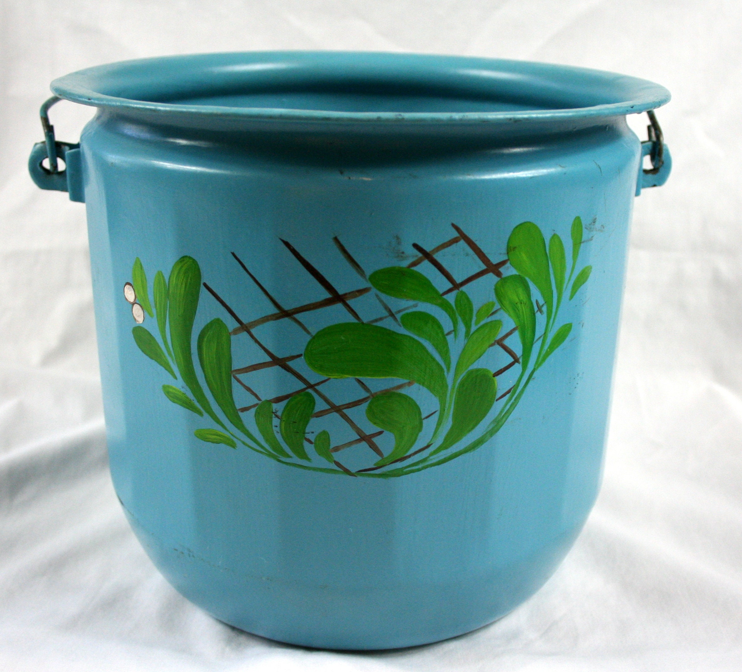 Vintage Enamelware Diaper Pail or Slop Bucket with Lid Etsy