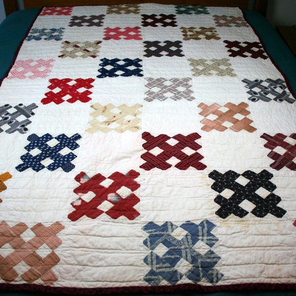 Vintage Patchwork Quilt Sofa Throw Homemade Hand Quilted