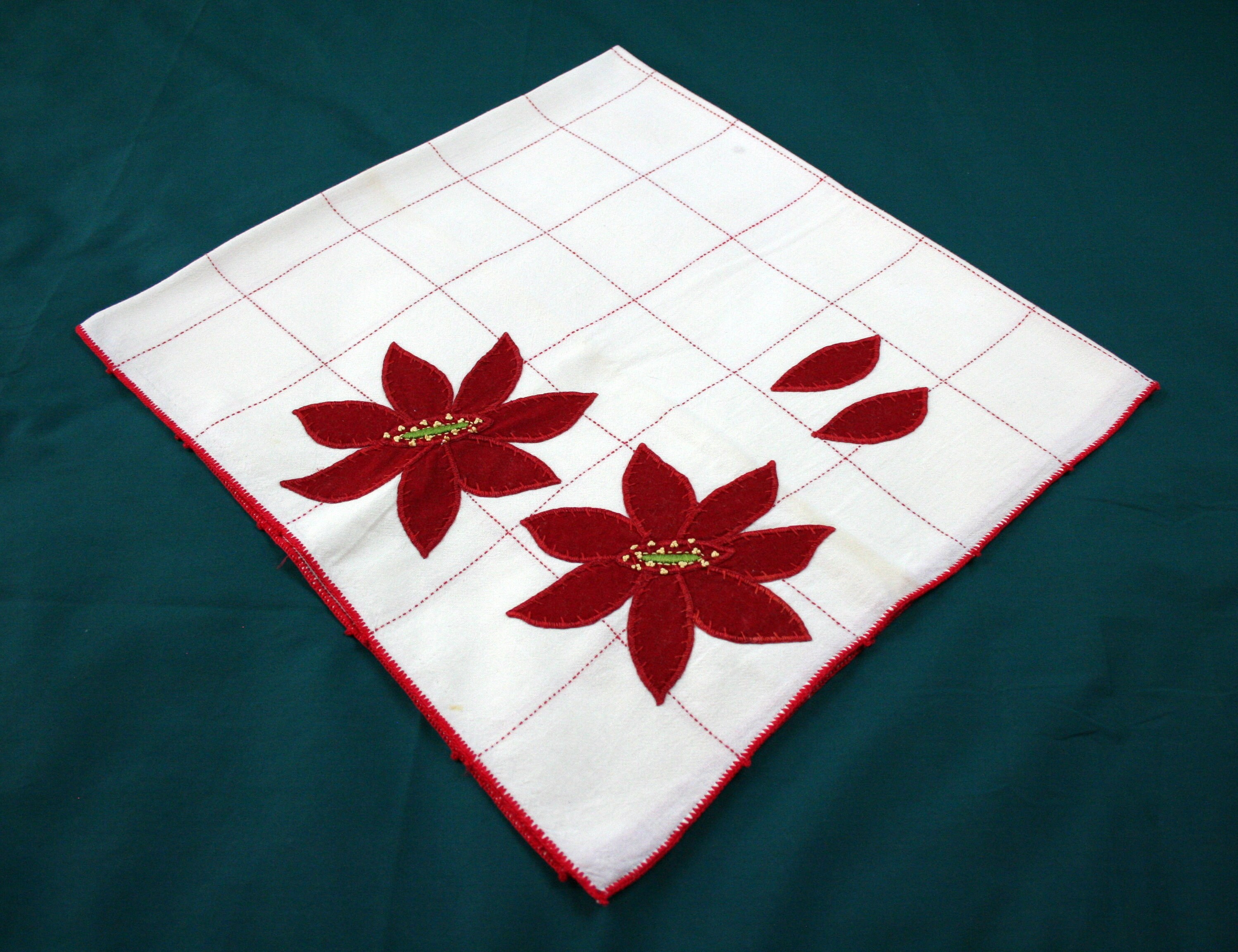 Small Square Tablecloth Christmas Holiday 34 Inch Appliqued Etsy