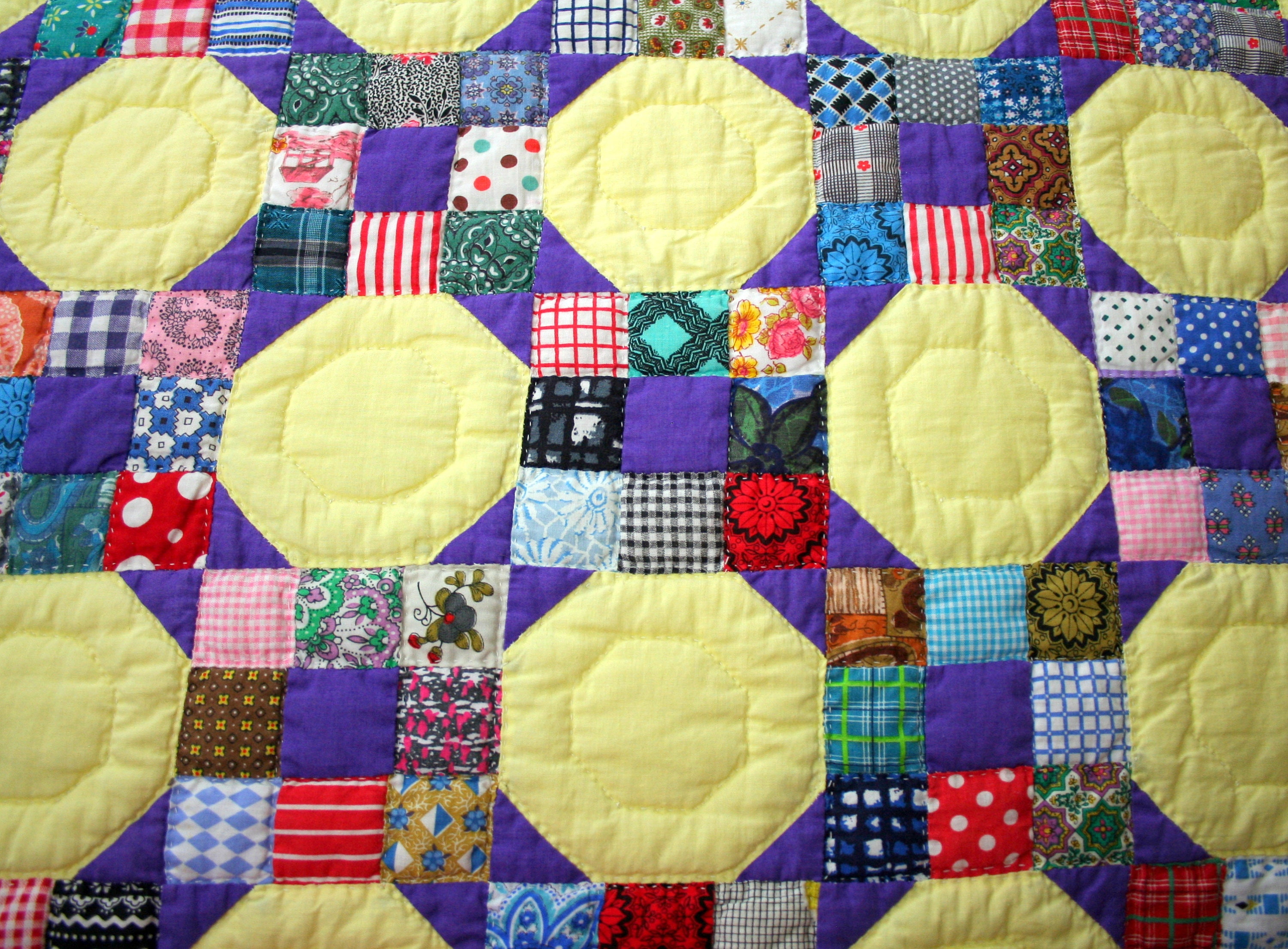Homemade Patchwork Quilt Hand Quilted Vintage Twin Full - Etsy