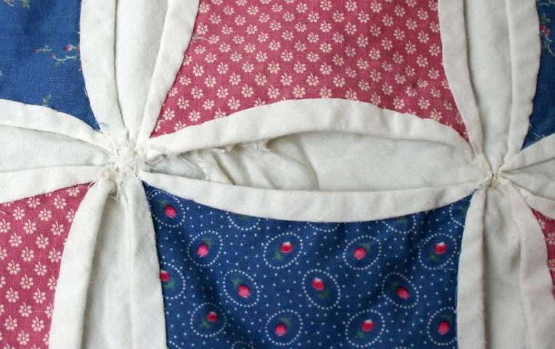 Cathedral Window Bed Quilt Hand Stitched Homemade Full Queen Etsy