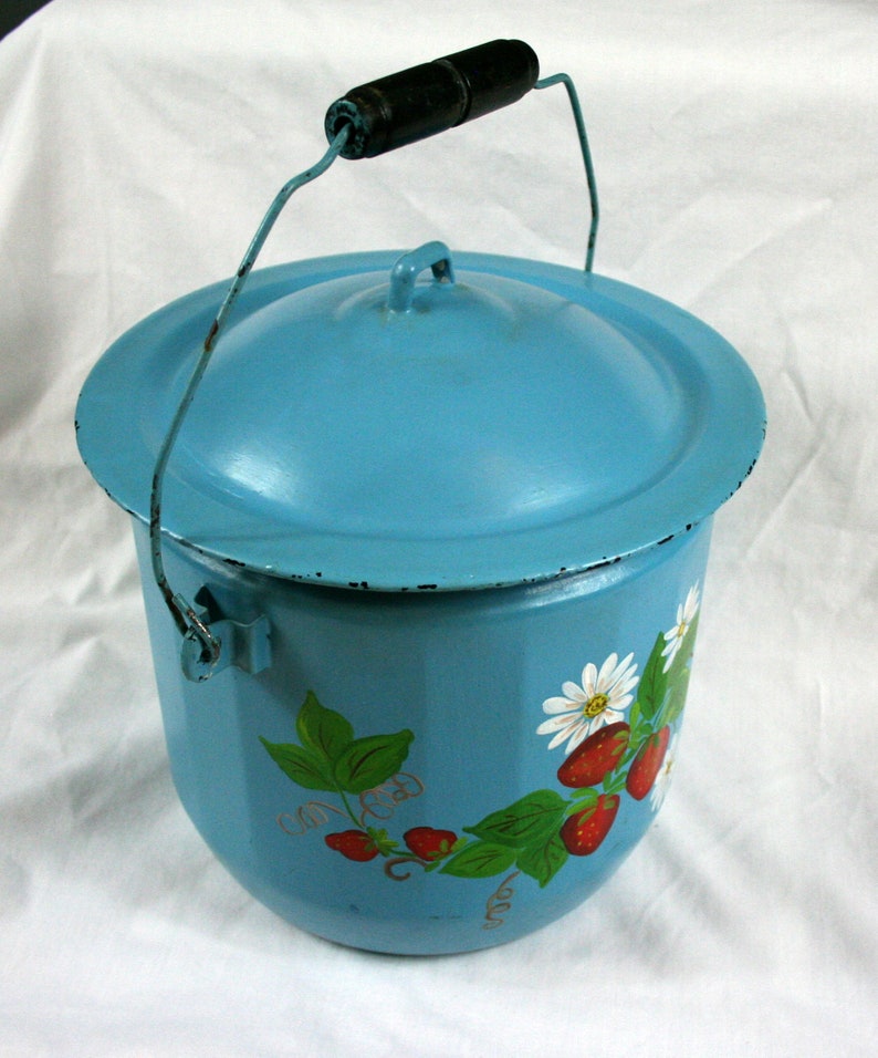 Vintage Enamelware Diaper Pail or Slop Bucket with Lid Etsy