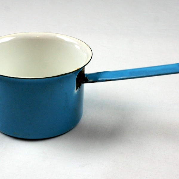 Finel Finland Enamelware Light Blue Saucepan Mid Century MCM