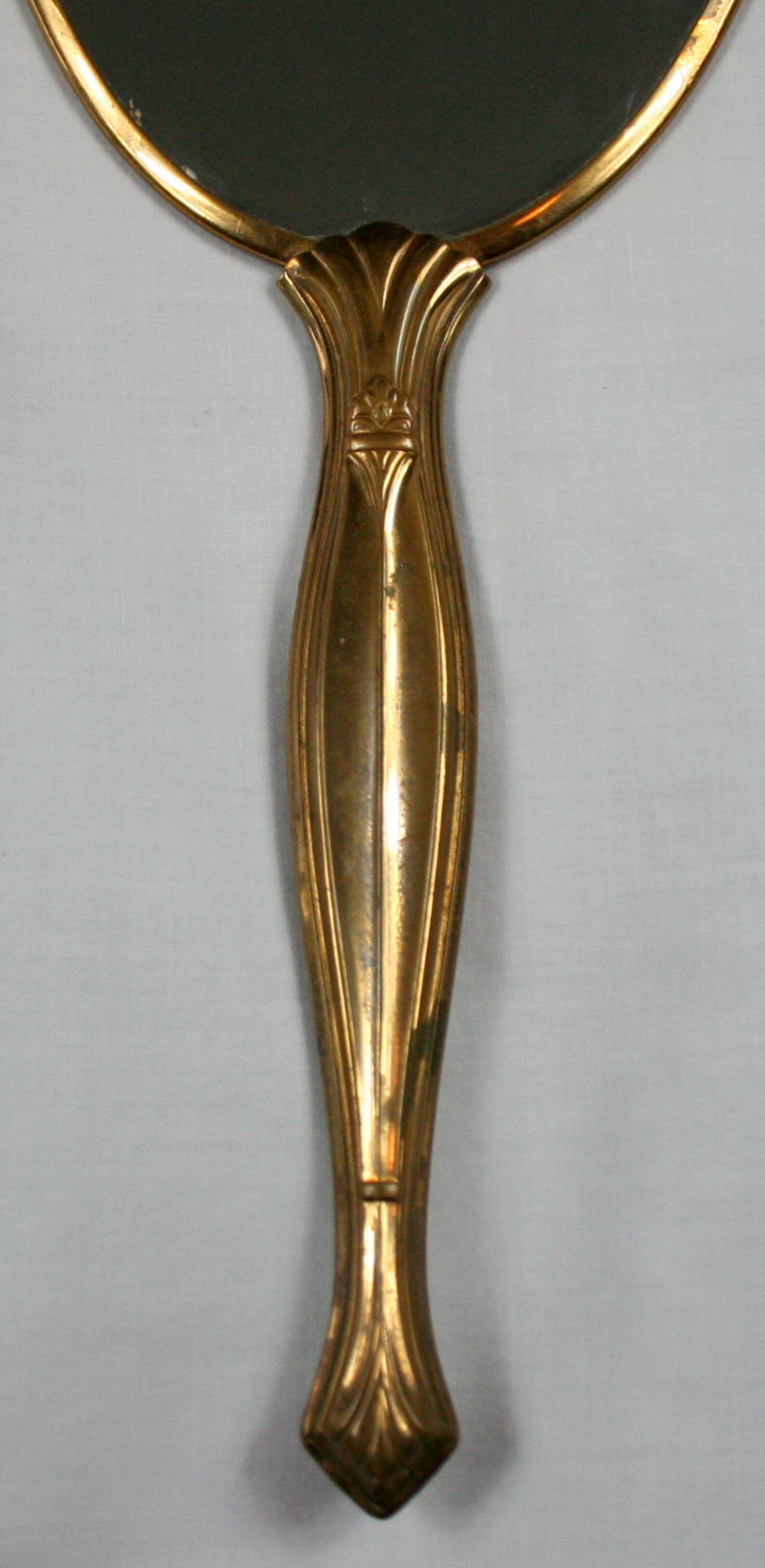 Vintage Hand Held Vanity Mirror Embossed Gold Tone Etsy