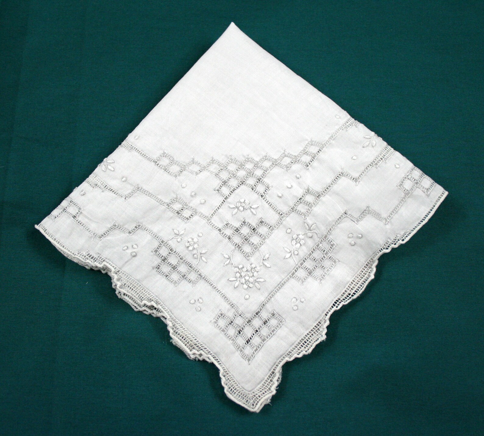 Ladies Vintage White Handkerchief Delicate Openwork Etsy