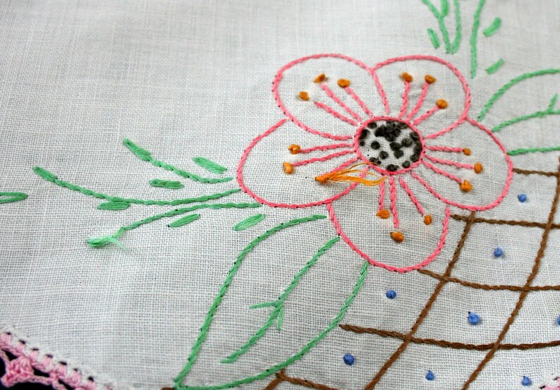 Small square tablecloth hand embroidered vintage card table etsy