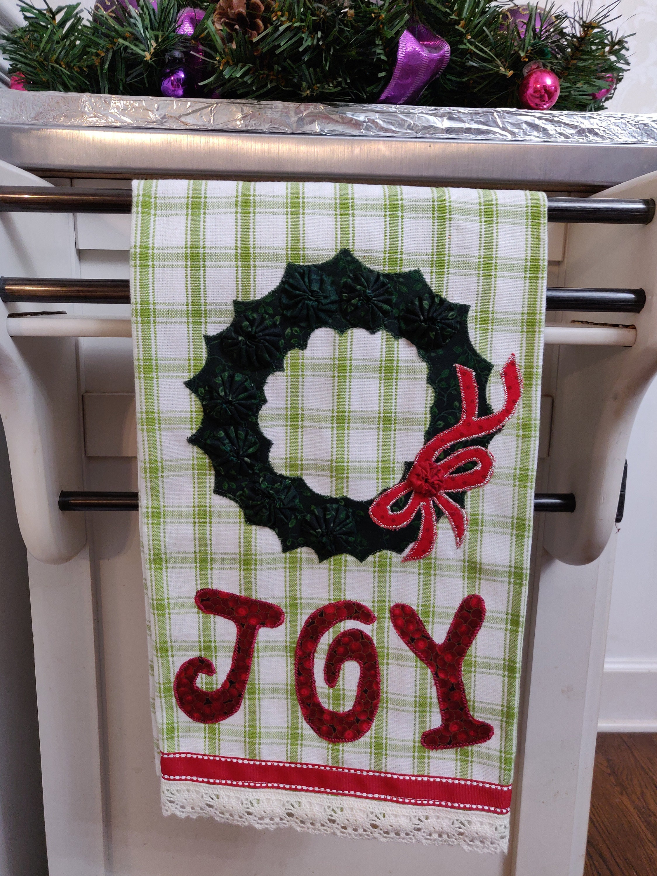 JOY holiday tea towel Etsy