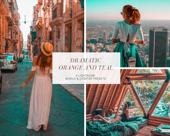 4 Mobile Desktop Lightroom Presets Dramatic Orange And Teal Etsy