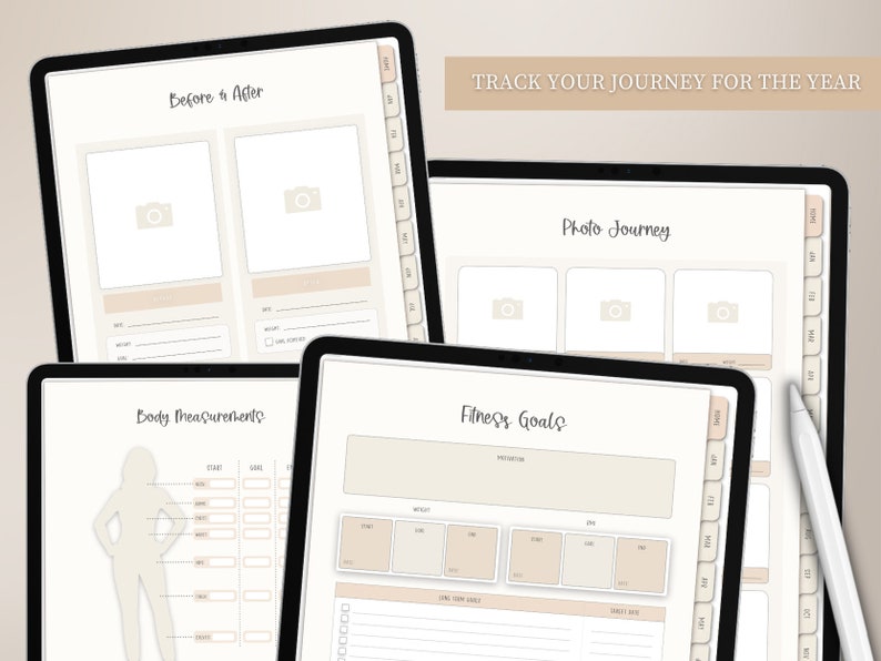 Digital Fitness Planner for iPad Goodnotes, Undated Weight Loss Daily ...