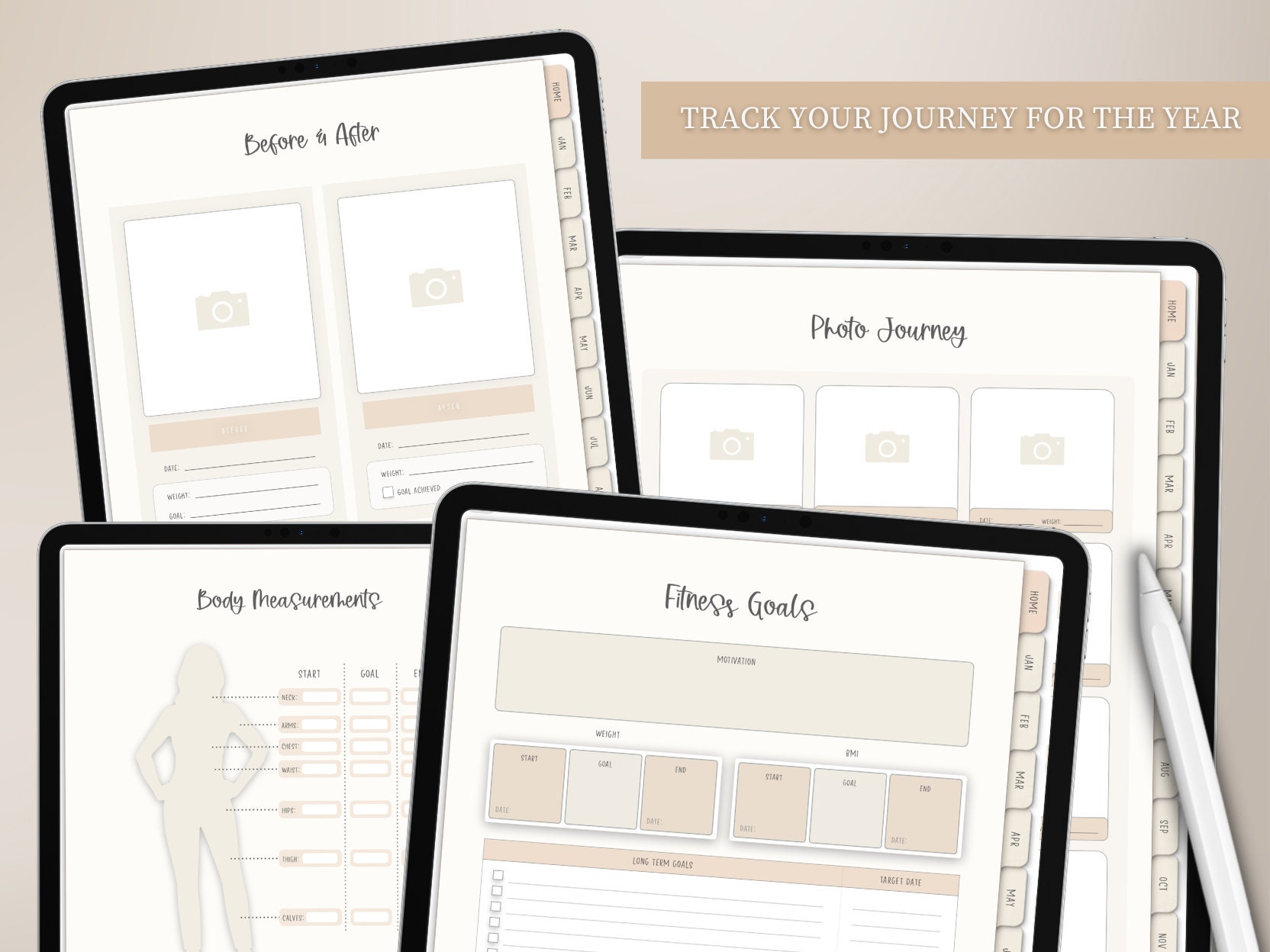 Digital Fitness Planner for iPad Goodnotes, Undated Weight Loss Daily ...