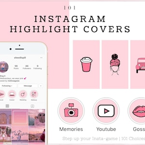 Pretty Light Pink Instagram Highlight Covers | Hot Pink Girly Instagram Story Highlight Cover Icons | Cute Pink IG Highlights for Business