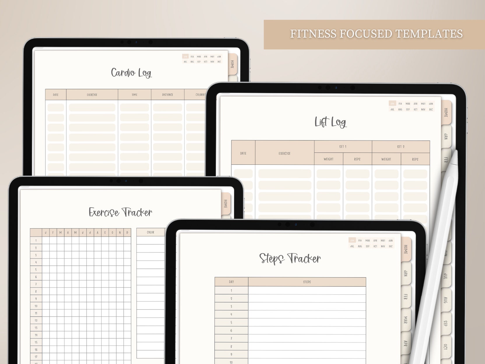 Digital Fitness Planner for iPad Goodnotes, Undated Weight Loss Daily ...