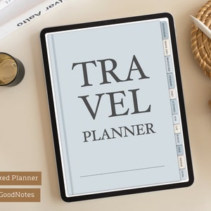 Digital travel planner, iPad Travel journal, traveler gift, Vacation itinerary, travel stickers, Goodnotes planner with hyperlink tabs
