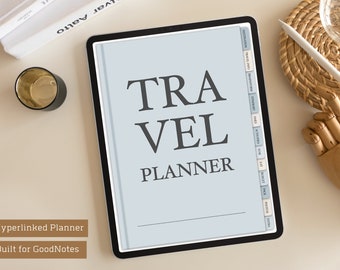 Digital travel planner, iPad Travel journal, traveler gift, Vacation itinerary, travel stickers, Goodnotes planner with hyperlink tabs