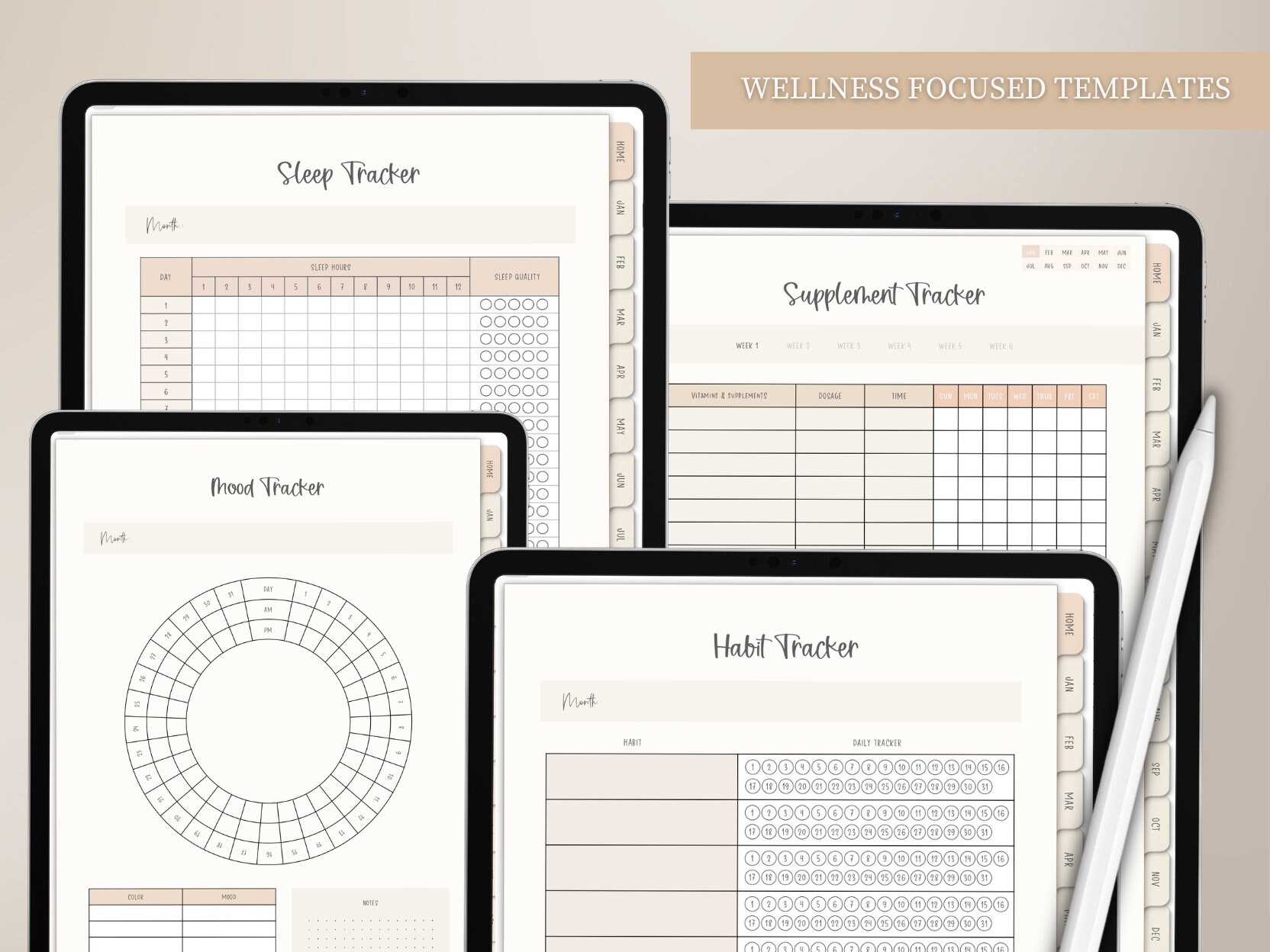 Digital Fitness Planner for iPad Goodnotes, Undated Weight Loss Daily ...