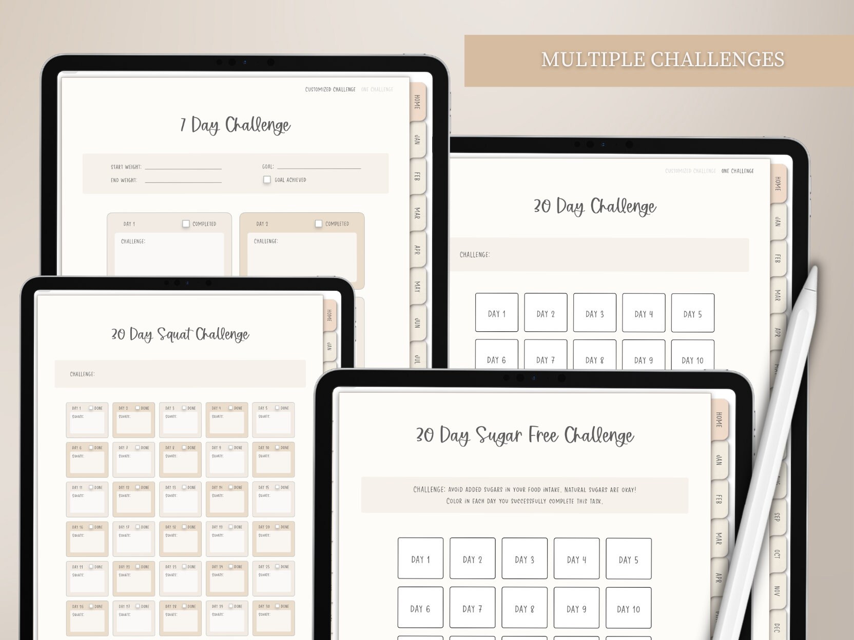 Digital Fitness Planner for iPad Goodnotes, Undated Weight Loss Daily ...