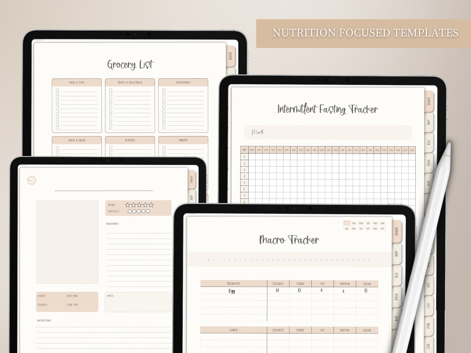 Digital Fitness Planner for iPad Goodnotes, Undated Weight Loss Daily ...