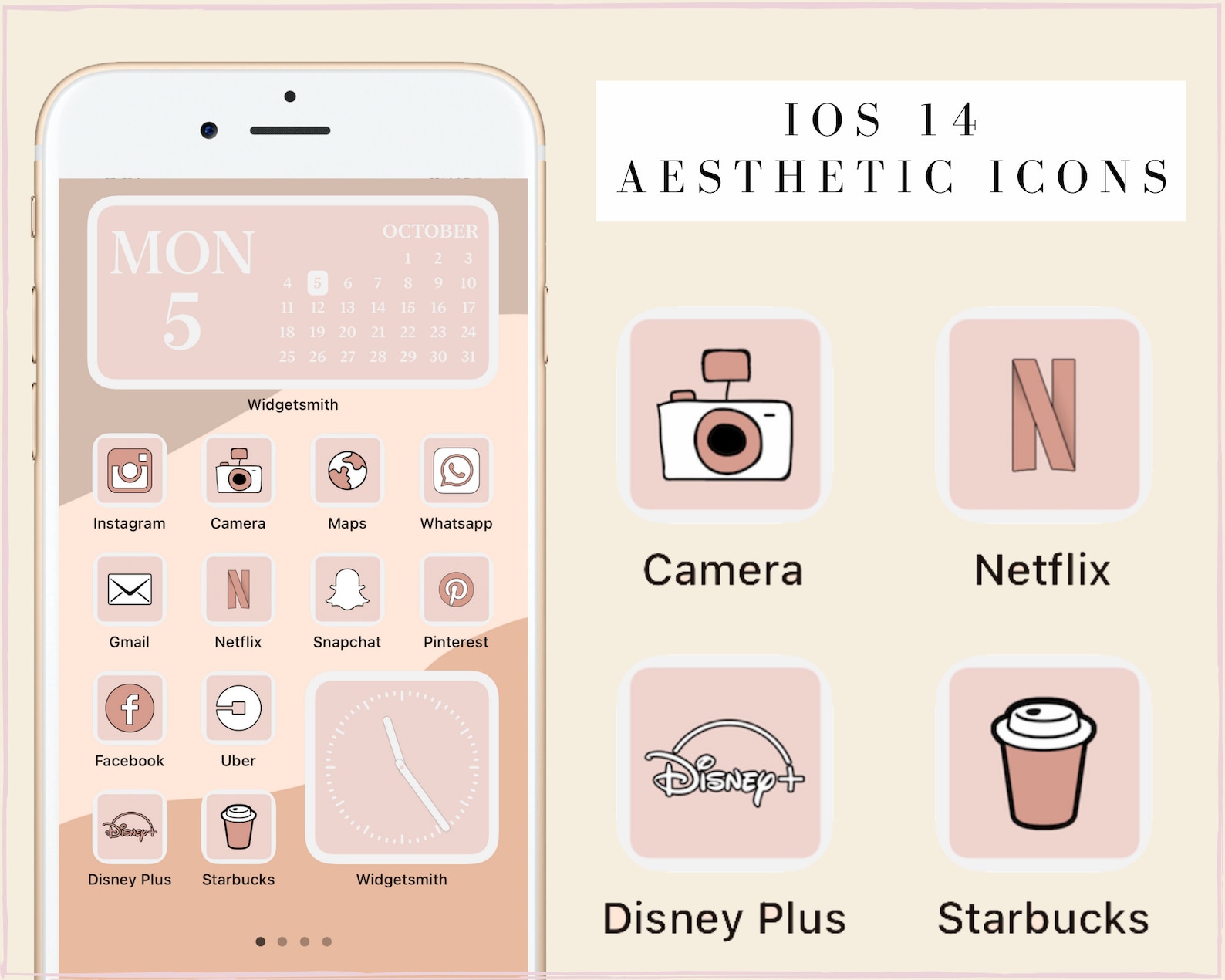 IOS 14 Pink Aesthetic App Icons for iPhone Home Screen 50