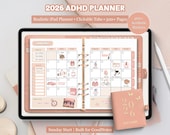2026 Pink ADHD Digital Planner: Goodnotes iPad Calendar with Stickers (PDF Format)