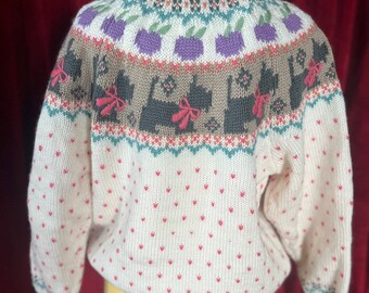Vintage 80's Scotty Dog & Heart Knitted Sweater XL