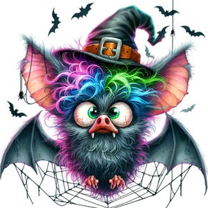 Bügelbild Fledermaus bunt
