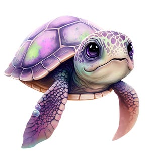 Bügelbild Schildkröte lila