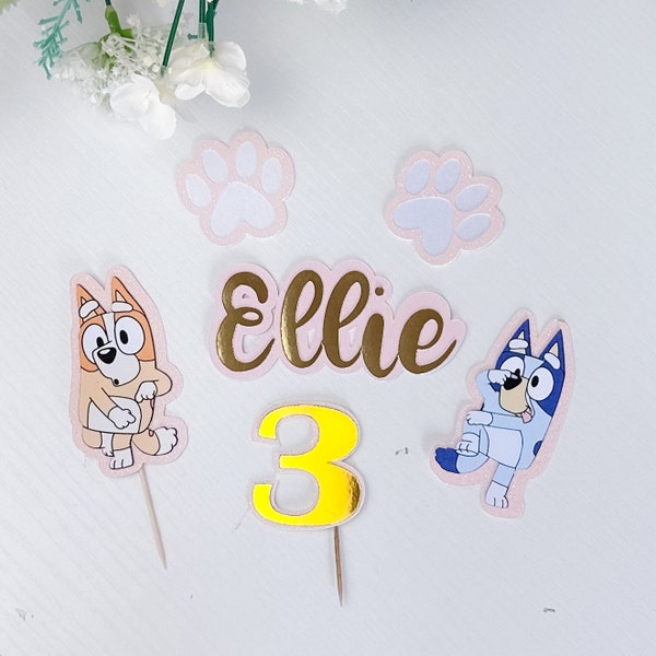 Girls bluey cake toppers - Personalised