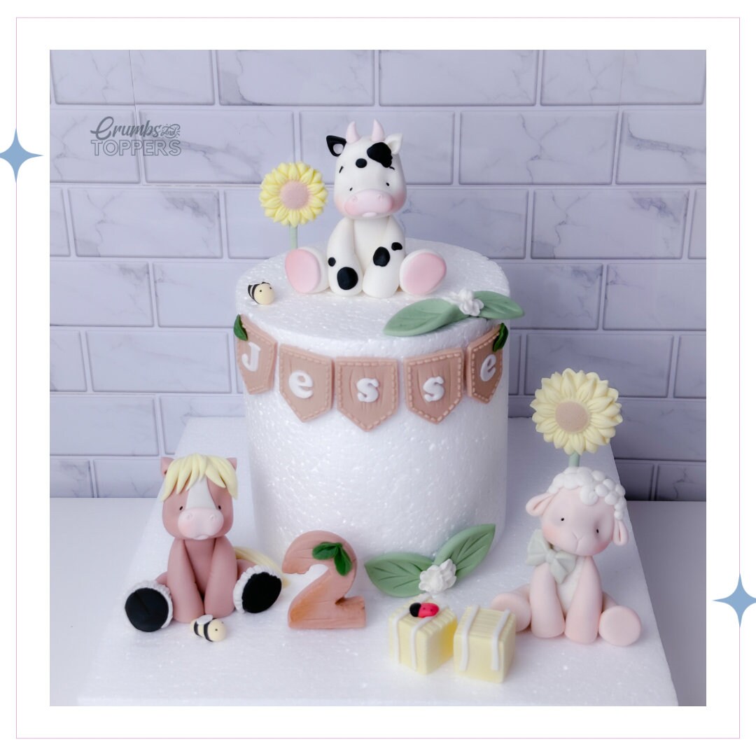 Farmyard Animal Cake Topper Set of 3 Animals Any 3 Animals Available at