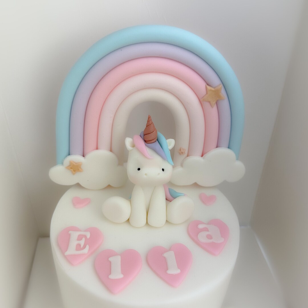 Edible Unicorn Cake Toppers Fondant Unicorn & Rainbows Etsy UK