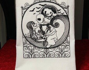 Ręcznik kuchenny Jack i Sally haftowany