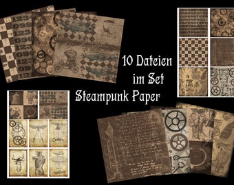 Digitales Papier, Steampunk, Download, zum Ausdrucken