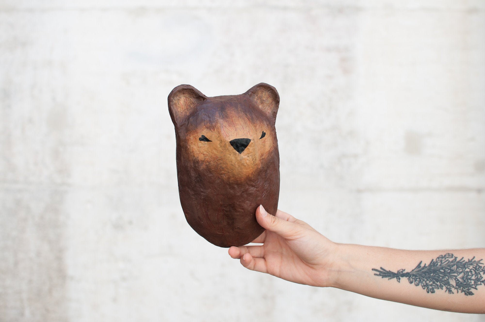 Brown bear papermache animal head wall hanging decor Etsy