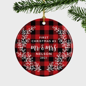 First Christmas As Mr And Mrs Ornament, Mr and Mrs Christmas Ornament, Married Couple Anniversary Ornament, Gift For Couple, Gift under 20