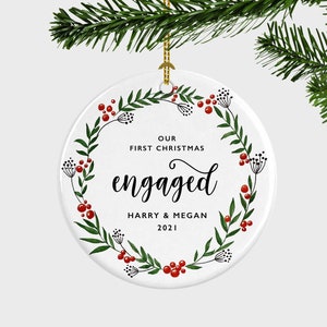 Our First Christmas Engaged Ornament, Engagement Announcement Christmas Ornament, First Christmas Engaged, Engagement Gift,Gift For Fiance,