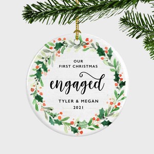 Our First Christmas Engaged Ornament, Engagement Announcement Christmas Ornament, First Christmas Engaged, Engagement Gift,Gift For Fiance,