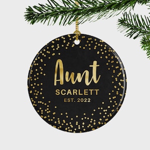 Aunt Personalized Christmas Ornament,Christmas Gift For Aunty, Aunty First Christmas Ornament,Aunt Est. Gift,Baby Announcement, Holiday Gift