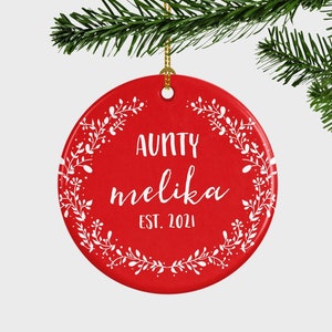 Christmas Gift For Aunty, Aunt Personalized Christmas Ornament,Aunty First Christmas Ornament,Aunt Est. Gift,Baby Announcement, Holiday Gift