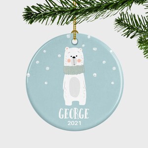 Personalized Bear Christmas Ornament, Baby&#39;s First Christmas Ornament, Baby Ornament, Baby Boy Christmas Ornament, Christmas Ornament Gift