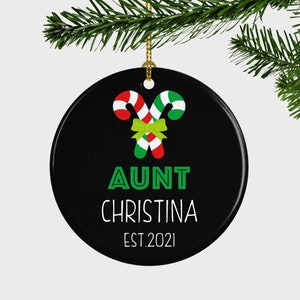 Aunt Personalized Christmas Ornament, Aunty First Christmas Ornament, Gift For Aunt, Aunt Est. Gift, Baby Announcement,  Holiday Gift