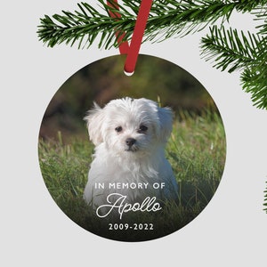 Pet Loss Photo Keepsake,Dog Memorial Ornament with Personalisation, Personalised Pet Loss Photo Bauble, In Loving Memory, Pet Memorial Gift