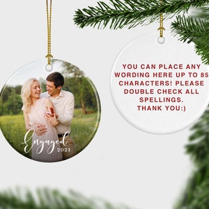 Personalised Engagement Bauble | First Christmas Engaged Bauble, 1st Christmas Engaged Gift, First Christmas Keepsake, Photo Upload