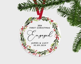 Personalised Christmas Engagement Ornament - Engagement Gift - Engagement Present - Photo Engagement Gift - Engagement Keepsake - Engaged