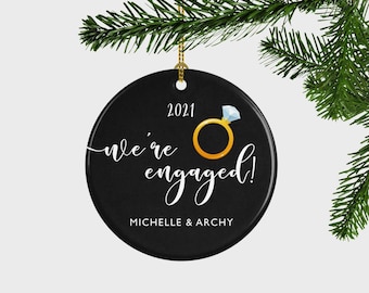 Engagement Christmas Ornament, Engagement Gift For Couple, Engaged Ornament Personalized, Engagement Ornament,  We're Engaged Ornament Gift