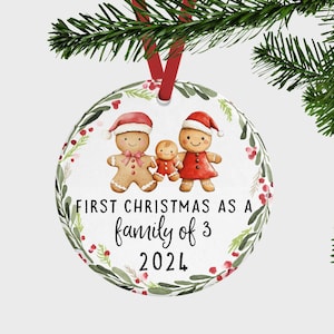 First Christmas As A Family of Three Ornament, Family of 3 Christmas Ornament, Ornament For New Parents, Gift For Family of 3 Gingerbread