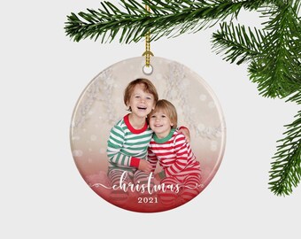 写真オーナメント - 子供用カスタム写真クリスマスオーナメント、子供用写真クリスマスオーナメント、子供用パーソナライズオーナメント、家族へのギフト、
