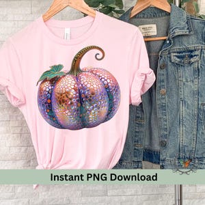 Beautiful disco ball pumpkin pointillism, high resolution PNG file 4000x4000, 300 DPI, great for sublimation, Fall vibes