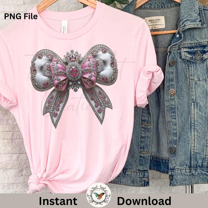 5 elegant Sparkly Rhinestone Bow Png, Sublimation Design, Faux Embroidery Png, Crystal Silver Bow Png, T-Shirt Design, Digital Download Png, DTF