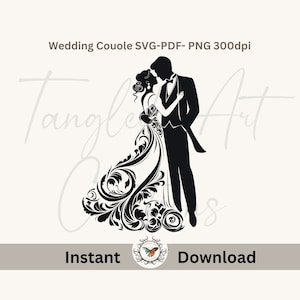 Wedding couple, Bride and Groom, SVG-PDF-PNG Sublimation, Cutout File, silhouette, Wedding favor